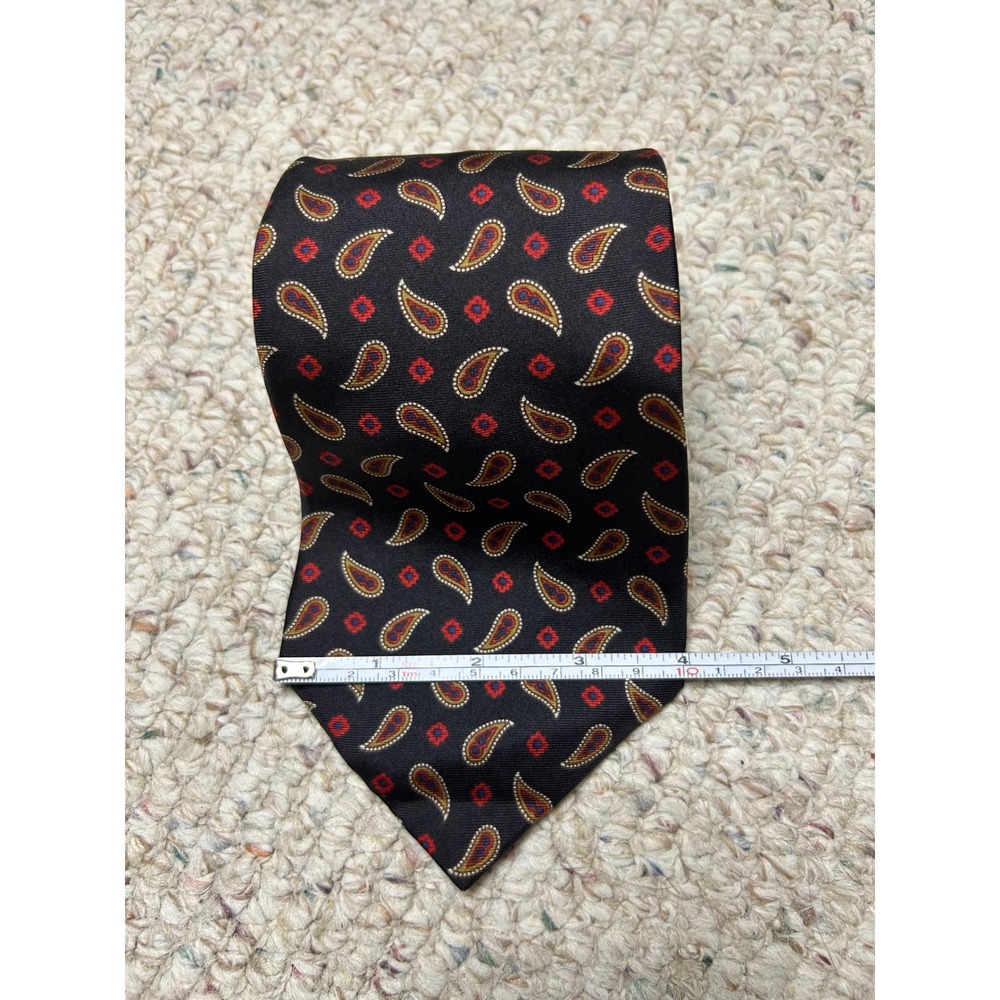 Savile Row Necktie‎ Silk Paisley Pattern Burgundy Gold Black Business Formal